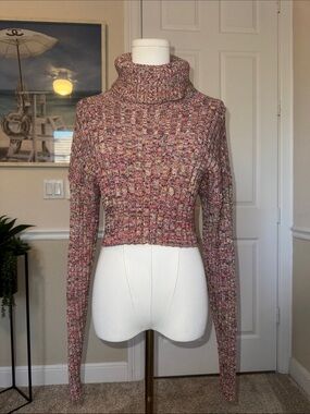 Women’s Multicolor Rainbow Knit Turtleneck Sweater